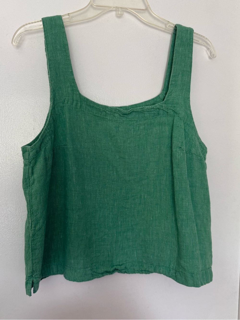a new day Green Square Neck Linen-Blend Tank